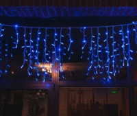 Гирлянда-бахрома ул. ULD-B3010-200/TWK (мерц) 200LED синяя 3м/32нити до 70см 9W соед 6мод IP67 Uniel