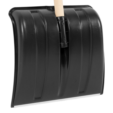 Лопата для уборки снега пластиковая, 380х350х1370 мм, деревянный черенок