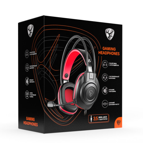 BY Наушники проводные с микрофоном игровые Сabasset 3.5мм 4pin-SPK+MIC 3,2 м, красные