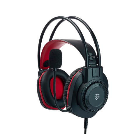 BY Наушники проводные с микрофоном игровые Сabasset 3.5мм 4pin-SPK+MIC 3,2 м, красные