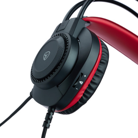 BY Наушники проводные с микрофоном игровые Сabasset 3.5мм 4pin-SPK+MIC 3,2 м, красные