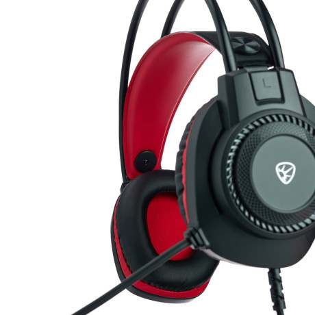 BY Наушники проводные с микрофоном игровые Сabasset 3.5мм 4pin-SPK+MIC 3,2 м, красные