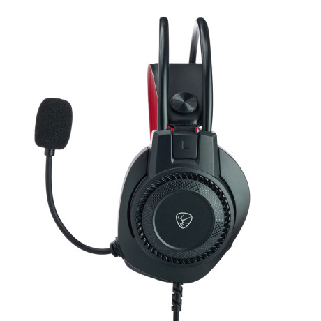 BY Наушники проводные с микрофоном игровые Сabasset 3.5мм 4pin-SPK+MIC 3,2 м, красные