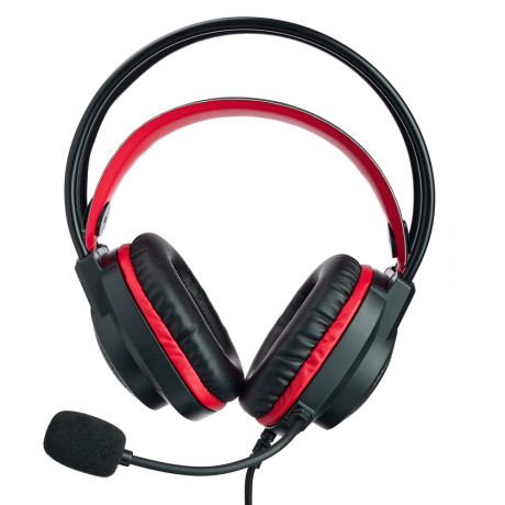 BY Наушники проводные с микрофоном игровые Сabasset 3.5мм 4pin-SPK+MIC 3,2 м, красные