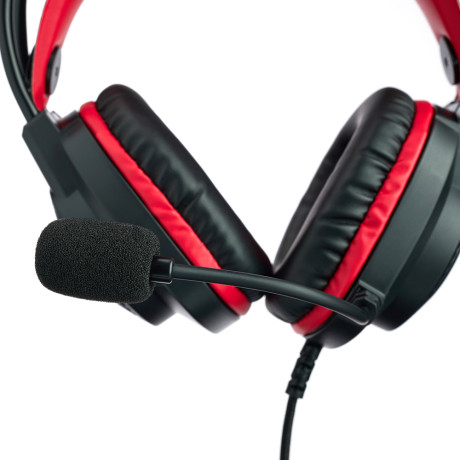 BY Наушники проводные с микрофоном игровые Сabasset 3.5мм 4pin-SPK+MIC 3,2 м, красные