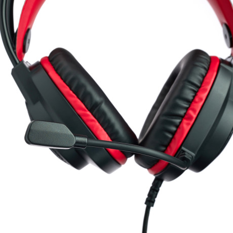 BY Наушники проводные с микрофоном игровые Сabasset 3.5мм 4pin-SPK+MIC 3,2 м, красные