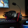 BY Наушники проводные с микрофоном игровые Сabasset 3.5мм 4pin-SPK+MIC 3,2 м, красные