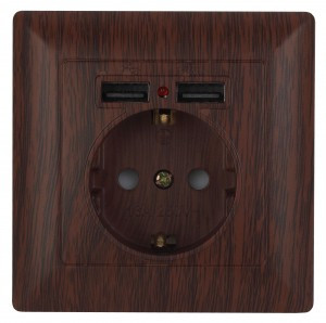 ЭРА Intro Solo роз. СУ 1 мест. +2хUSB шт. 16А земля венге 4-410-10, 5188
