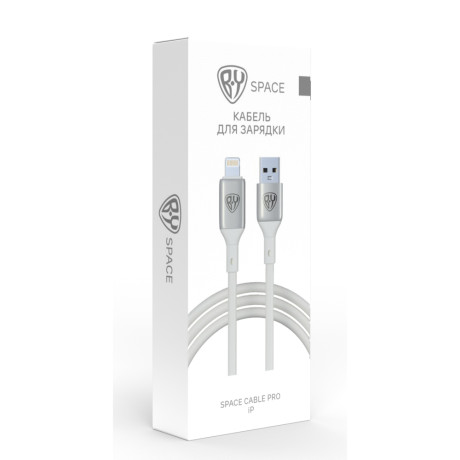 BY Кабель для зарядки Space Cable Pro iP, 2.4А, 1м, Быстрая зарядка, штекер металл, белый