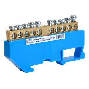 STEKKER шина нулевая "ноль" на DIN-изоляторе 6x9, 10 отв. 76А, синий LD555-69-10 49533 86