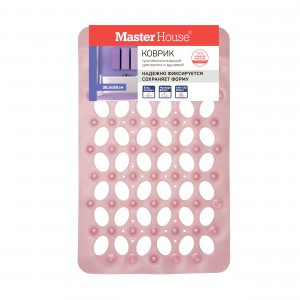 Коврик противоскользящий д/ванной, душевой кабины КОРФУ 36,5х59см, розовый, 75239 Master House