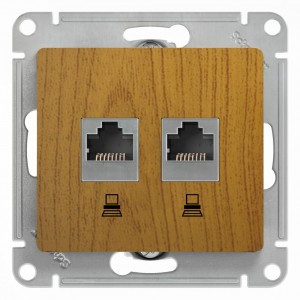 Systeme Electric GLOSSA мех. роз. комп. СУ 2 мест. темный дуб (пл.осн., RJ45) GSL000585KK (10!)