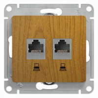 Systeme Electric GLOSSA мех. роз. комп. СУ 2 мест. темный дуб (пл.осн., RJ45) GSL000585KK (10!)