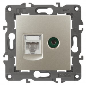 ЭРА 14 Elegance мех. роз. СУ RJ45+TV, шампань 14-3110-04 автоклеммы 4223