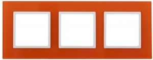 ЭРА 14 Elegance рамка СУ 3 мест.стекло, оранжевый+бел 14-5103-22 5473