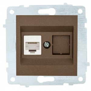 OVIVO мех. роз. СУ комп. 1 мест. (RJ45 CAT6) мокка (ко всем рамкам) 600-000319-229