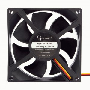 Вентилятор Gembird S8025H-3P4M 80x80x25, гидродинамический, тихий, 3 pin/4pin Molex, провод 30 см