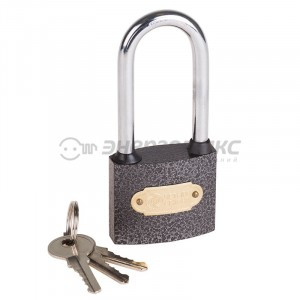 Замок навесной серия «Чугун» 50 мм длинная дужка ЧЕТЫРЕ СЕЗОНА, 79-0025