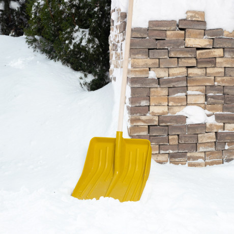 Лопата для уборки снега пластиковая, желтая, 420 х 425 мм, без черенка, Сибртех
