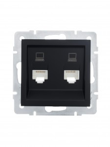 Lezard VESNA мех. роз. комп СУ 1 мест. черный бархат (2хRJ45) (корп. ABS) 742-4288-141