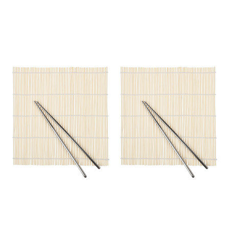 Набор палочек для суши 2шт+циновка 2 шт, нерж.сталь, бамбук