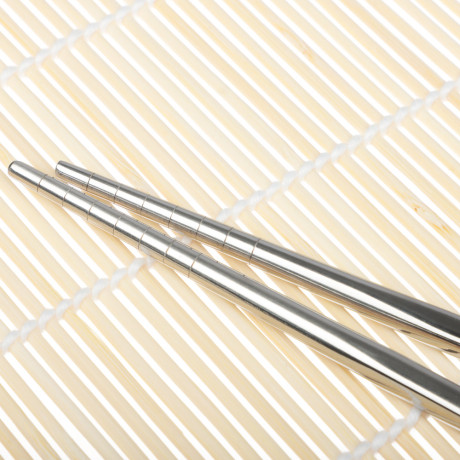 Набор палочек для суши 2шт+циновка 2 шт, нерж.сталь, бамбук