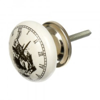 Ручка керамическая для мебели Часы с кроликом бел/черн (в кор 6 шт, цена за шт) BLUMEN HAUS