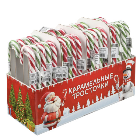 Карамельная трость новогодняя два вкуса: яблоко, клубника 15г