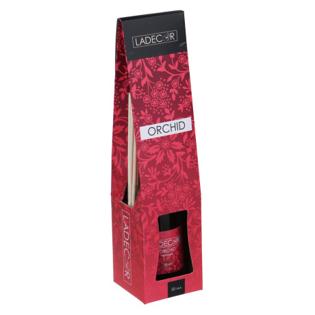 LADECOR Аромадиффузор с палочками, 50мл,6 ароматов лемонграсс,орхидея,фрукты,литчи, яблоко,грейпфрут