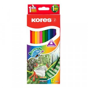 Карандаши цветные 12цв 3-гран,акварельные,кисть,точилка  93812 Kores 312700