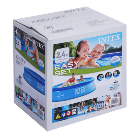 INTEX Бассейн надувной Изи Сет 244х61см, фильтр-насос, 28108NP