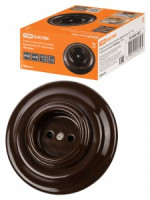 TDM Болонь Розетка СУ фарфоровая 2П 10А 250В корич Ретро SQ1820-0421