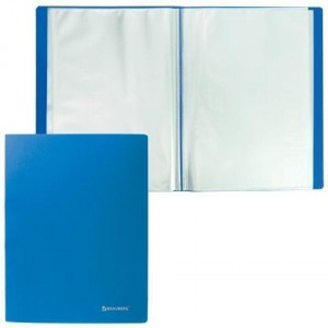 Папка 100 вклад. BRAUBERG "Бюджет" синяя, 0,8мм