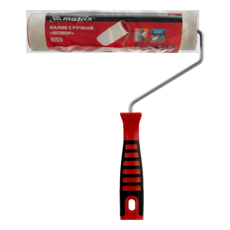 Валик "Велюр" с двухкомпонентной ручкой, 250 мм, ворс 4 мм, D 48 мм, D ручки 6 мм, шерсть Matrix