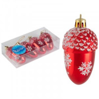 Набор елочных украшений &quot;Желудь&quot; (4шт)  цвет красный Волшебная страна