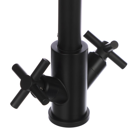 СоюзКран Смеситель для кухни, поворотный излив, кер. кран-буксы 1/2, черный, нерж.сталь, SS01-R240