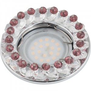 Fametto DLS-P115-2001 MR16 св-к встр. Peonia Круг Металл хром 85(55)x47 Стекло Прозр./Пурпурный