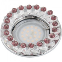 Fametto DLS-P115-2001 MR16 св-к встр. Peonia Круг Металл хром 85(55)x47 Стекло Прозр./Пурпурный