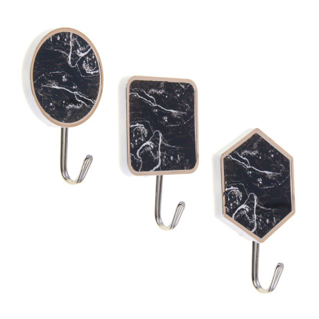 Крючки самоклеящиеся тм VETTA Черный мрамор, пластик, металл, 2шт
