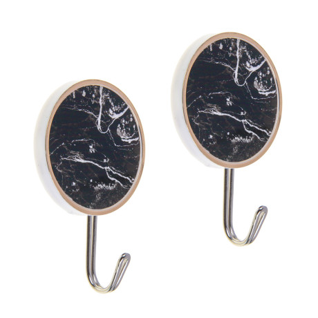 Крючки самоклеящиеся тм VETTA Черный мрамор, пластик, металл, 2шт