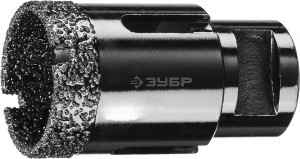 Алмазная коронка ЗУБР "ПРОФЕССИОНАЛ" унив. д/УШМ, сух.сверление,вакуумная пайка, посадка М14, d35 мм