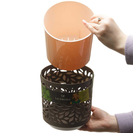 Кашпо Leaves 2,5л Мокко/Пудра КШ-2084 х12