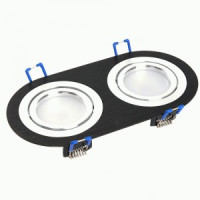 Feron св-к встр.овал 2хMR16 G5.3 черный-хром металл поворотный 175х25 DL2812 48462