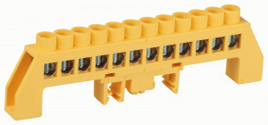 ЭРА шина PE земля ШНИ-8х12-12-Д-Желтый 12 отв в комб. изоляторе на DIN-рейку (10шт цена за шт) 62978