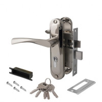 Замок врез 0823/60-Ni Avers (никель) с ручками, защелкой, (без вертушки)  \24