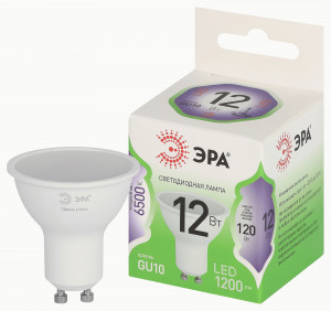 ЭРА GREEN LINE лампа св/д MR16 GU10 12W(1200lm) 6500K 6K софит MR16-12W-865-GU10 51x85 67074