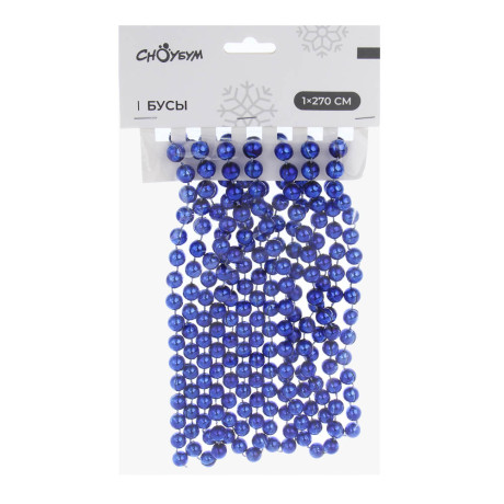 СНОУ БУМ Бусы 1x270 см, пластик, синий, 26-568