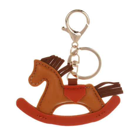 СНОУ БУМ Брелок лошадка иск.кожа бежевая, 9 см