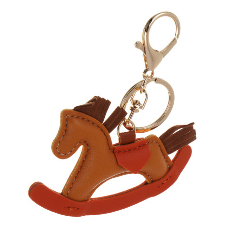 СНОУ БУМ Брелок лошадка иск.кожа бежевая, 9 см