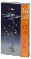 ЭРА Фигура новогод. (св-к) Дерево жемчужное 36LED разноцв. 45см (2xАА+USB) ЕGNID-36M Б0051948
